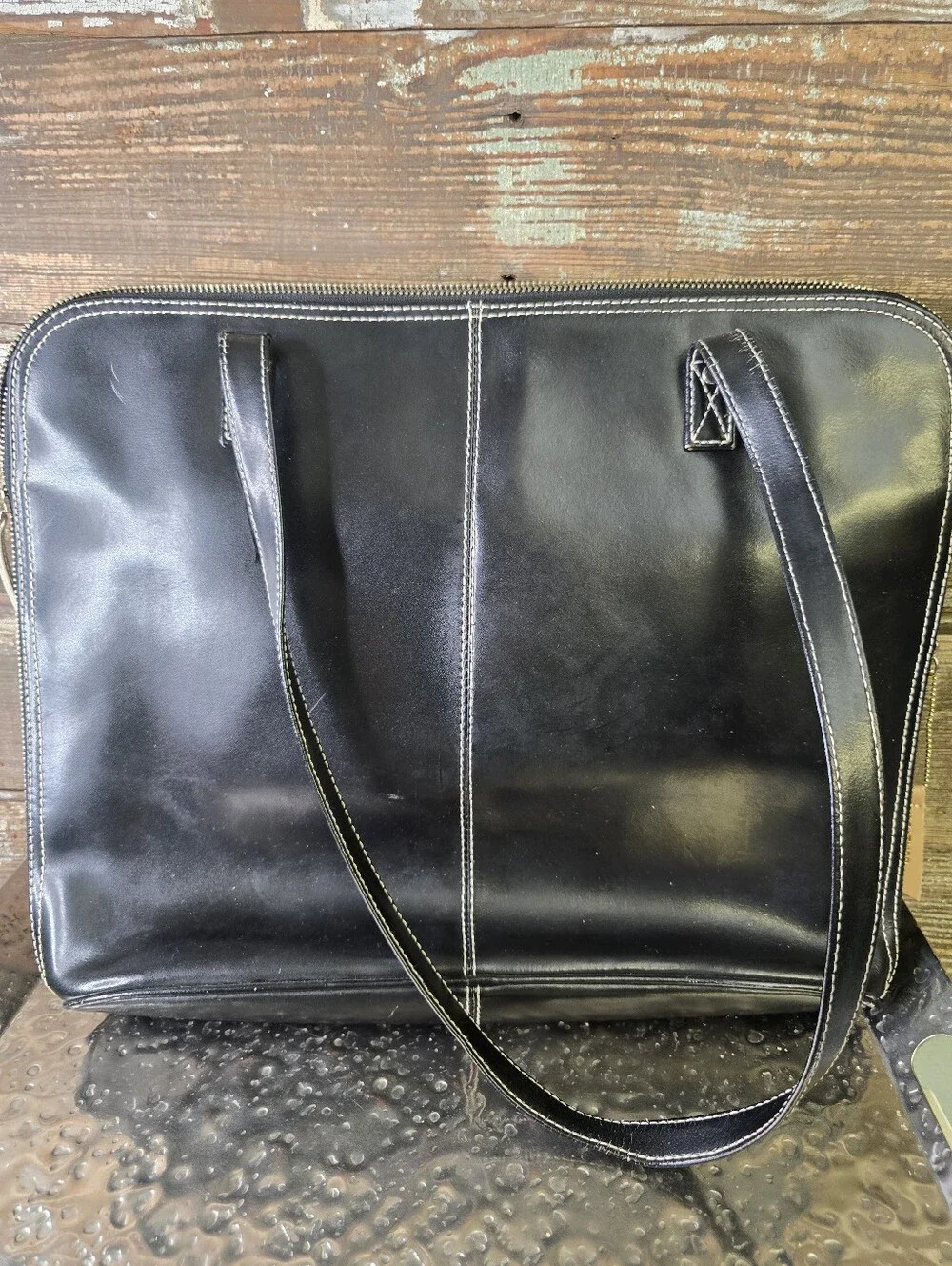 Wilsons Leather Black Leather Laptop Tote Business Briefcase Work Bag